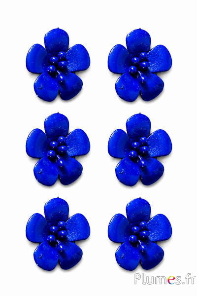Leren bloem - Ø 2 cm - blauw